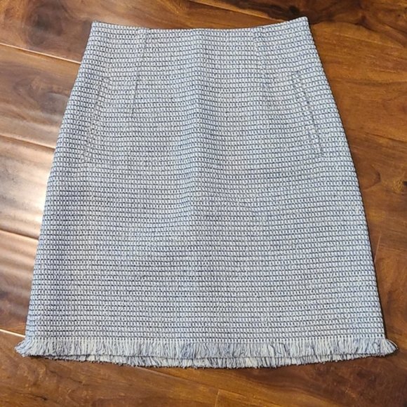 L.K. Bennett Josie Navy Tweed Skirt with Fringe detail - Picture 5 of 12